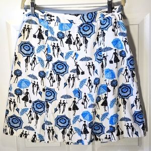 G Factor women with umbrellas pleated midi skirt women's size 12